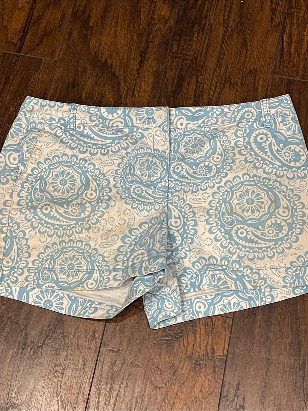 Ann Taylor Light Blue and White Patterned Shorts